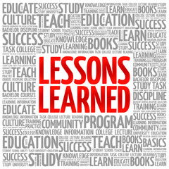 Wall Mural - lessons learned word cloud, education concept background