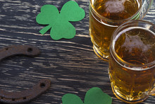 Shamrock Clover, Horseshoe, Beer -symbol Of St Patrick's Day
