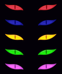 Canvas Print - Vector spooky eyes set isolated on black background