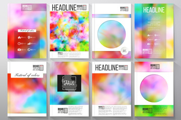 Set of business templates for brochure, flyer or booklet. Colorful background, Holi celebration, vector illustration