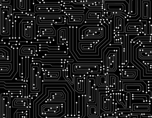 Wall Mural - Technical vector endless texture with circuit board. Computer seamless pattern