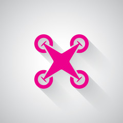 Wall Mural - pink drone quadcopter web icon on light grey background