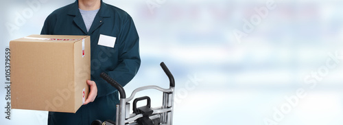 Fotomural Delivery postman with a box.