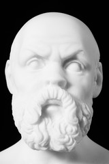 White marble bust of the greek philosopher Socrates, isolated