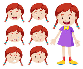 Sticker - Red hair girl with facial expressions