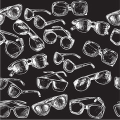 seamless pattern sunglasses on a black background