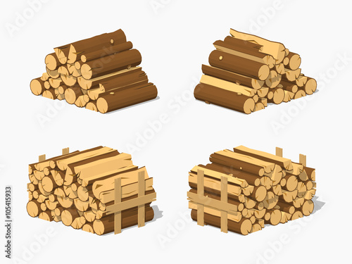Firewood stacked in piles Tableau sur Toile