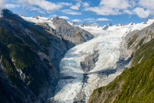Aerial View Of Fox Glacier On The West Coast Of New Zealand