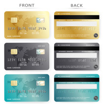 Vector Set/Gold ,dark And Blue Credit Debit Card Design Template,To Adapt Idea For Commercial,business,advertising,information,financial,illustration