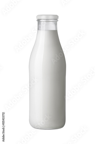 Fotografie, Obraz Milch Flasche isoliert auf weißem Hintergrund