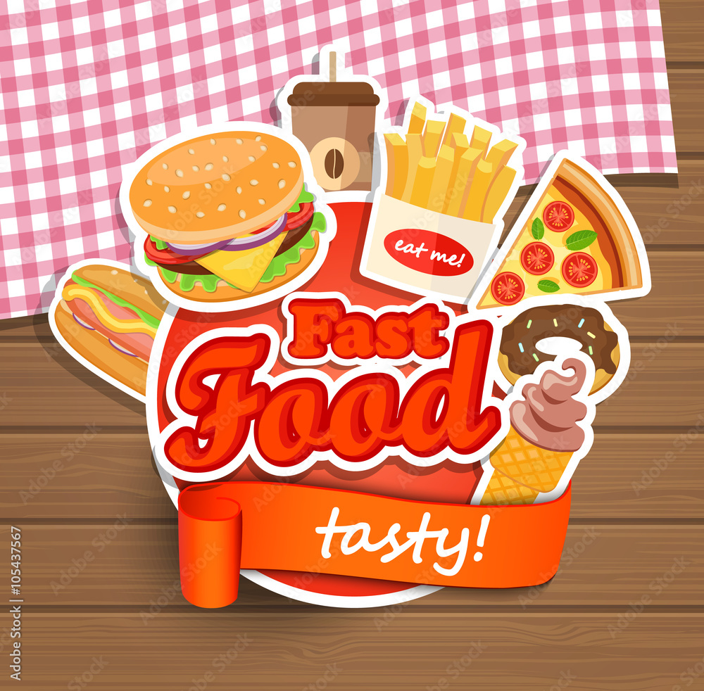 Fast Food Word Design Fast food design template. Stock Vector | Adobe Stock