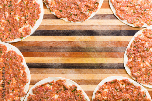 Fotografija Frame of ready to cook traditional lahmacun