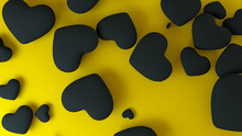 Stylish Yellow Background With Black Hearts
