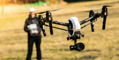 man handling drone in nature