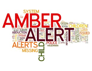 Amber Alert word concepts isolated on white background