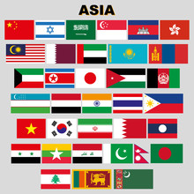 Flags Of Asia. 36 Perfectly Correct Flags.