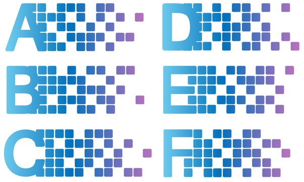 Mosaic latin alphabet set. Vector illustration