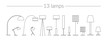 Vector Thin Line Icon Set Lamps
