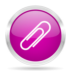 Aufkleber - paperclip pink modern web design glossy circle icon