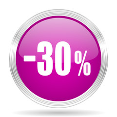 Aufkleber - 30 percent sale retail pink modern web design glossy circle icon