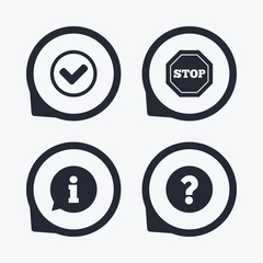 Poster - Information icons. Stop prohibition symbol.