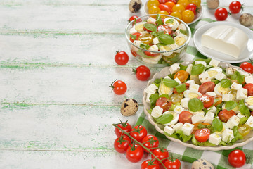 Canvas Print - Salad with cherry tomatoes, eggs and cheese