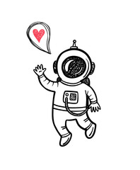 Wall Mural - vector illustration with doodle astronaut