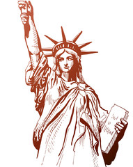 Wall Mural - Placard with American statue liberty; New York symbol