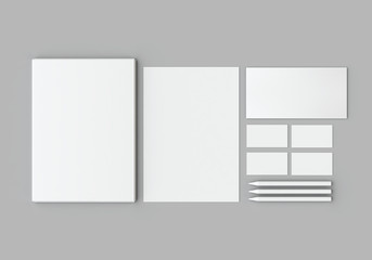 Wall Mural - White stationery mock-up, template for branding identity on gray background. For graphic designers presentations and portfolios.