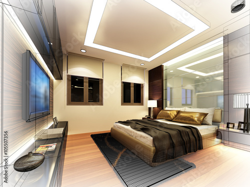 Abstract Sketch Design Of Interior Bedroom Buy This Stock