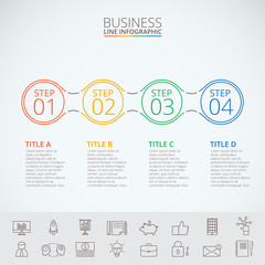 Wall Mural - Thin line flat circles for infographic. 