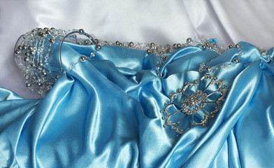  blue satin with silver beads