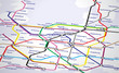 Europe Subway Map. Close up on a map of a fictional european subway system.