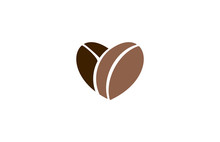 Love Coffee Beans Heart Abstract Logo