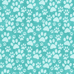 teal doggy paw print tile pattern repeat background