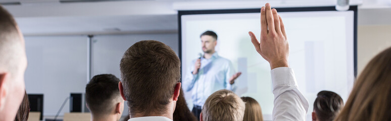 curious young student on lecture on studies