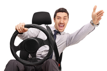 Poster - Displeased man driving and arguing