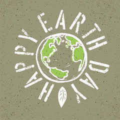 Wall Mural - Happy Earth Day. Grunge lettering with Earth symbol