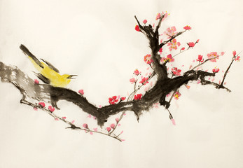  sakura and bird branch