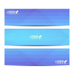 Aufkleber - Blue set of vector banners. Background with blue triangles. Web banners card, vip, certificate, gift, voucher. Modern business stylish design