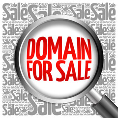 Poster - DOMAIN FOR SALE word cloud with magnifying glass, business concept