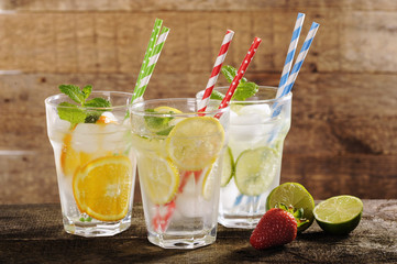 Fresh lemonade with colorful straws