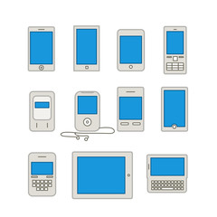 Aufkleber - Abstract style modern and vintage mobile gadgets. Lineart collec