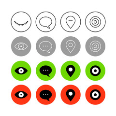 Poster - Different style trendy interface vector icons set isolated on wh