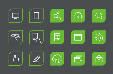 Poster - Modern web and mobile application pictograms collection. Lineart