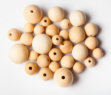 Top View Of Many Natural Wooden Beads
