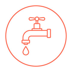 Wall Mural - Dripping tap with drop line icon.