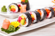 Row of maki sushi