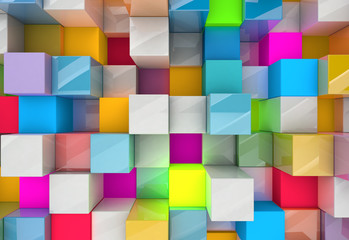 Fototapete - Abstract background of multi-colored cubes