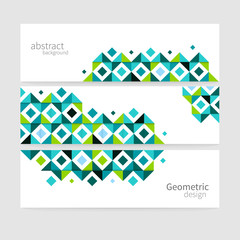 geometric background abstract header set. blue & green squares. minimalistic design creative concept